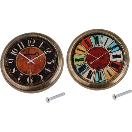 2 Pieces Vintage Clock Cabinet Door Drawer Handle Pull Knob Hardware