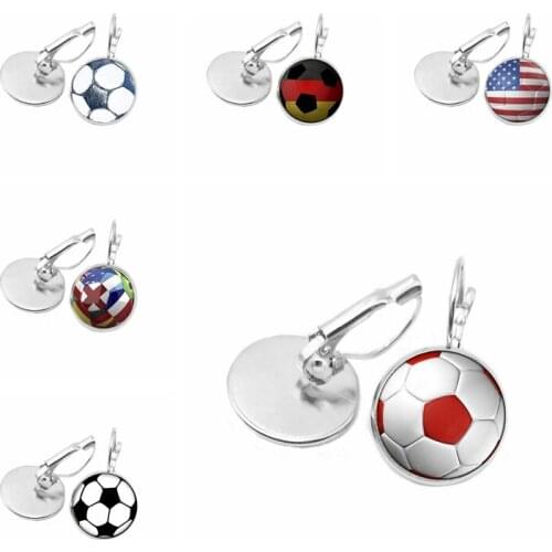 2019 Fashion Charm Ladies Hanging Earrings Sports Series Football Basketball Glass Cabochon Art Pop Earrings Gift Jewelry
