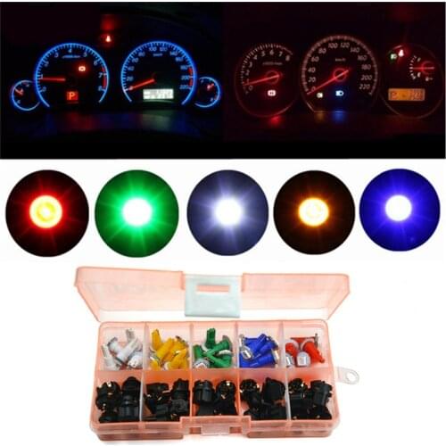30pcs Car T5 LED Twist Socket Instrument Panel Cluster Plug Dash Light mix Bulb 12V Green Red Blue White yellow