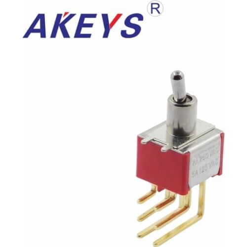 5PCS MTS-202-C4-N0 rocker arm button switch rocker lever switch 6 feet 2 gold-plated shake head button switch