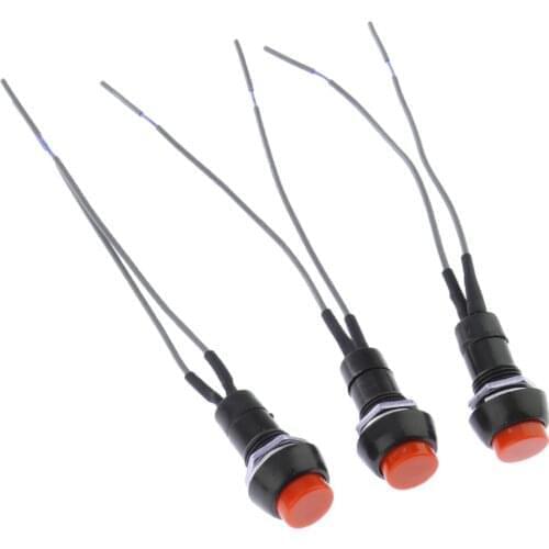 50Pcs Red Round Switch 10mm Waterproof Mory Horn Push Button Switch