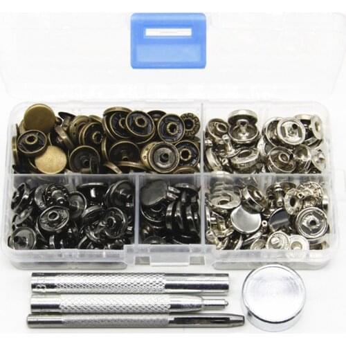 60sets 12.5mm metal snap button + all sets setting tool set leather craft sewing hardware accessories DIY clothing button 633
