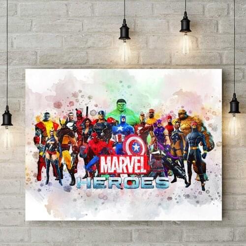 Abstract Marvel Avengers Iron Man Hulk Watercolor Art Canvas Spider Man Poster Print Mural Hoom Bedroom Decoration Frameless