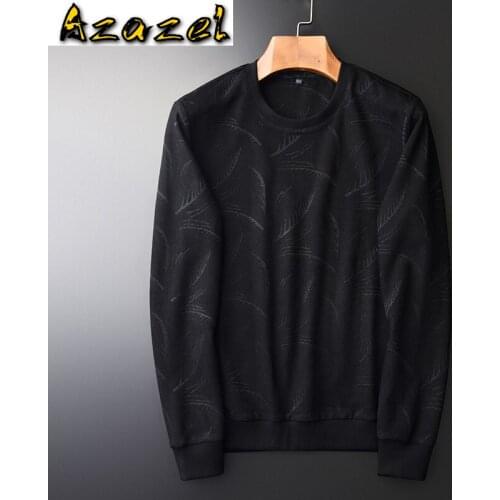 Azazel Black Mens Sweatshirts Luxury Spring And Autumn Jacquard Round Collar Sweatshirts Men Plus Size 4xl Slim Fit Hoodies Men