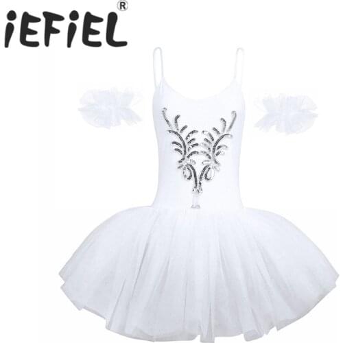 IEFiEL White Women Adult Professional Swan Lake Tutu Ballet Costume Dress Sequined and Beads Flower Leotard Tutu Dancing Dress