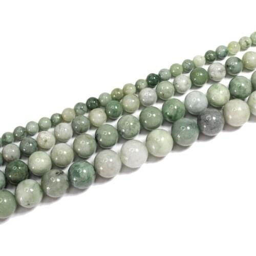 LUOMANXIARI Green Myanmar Jade Round Stone Beads A 100% Natural Color Untreated For Jewelry Making DIY Bracelet 6/8/10/12MM 15