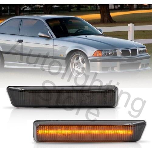For BMW 3 Series E36 LCI 318i 318is 323i 328i 2Pcs LED Smoked Side Marker Lights Turn Signal Lights Lamps Fender Indicators 1998