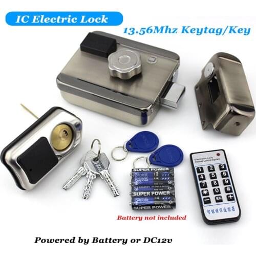 AA battery Electric Door Lock Hidden lock 13.56Mhz IC Lock Key RFID reader DC12V Electronic Lock Gate opener Access control
