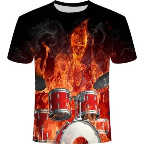 Punk Band Flame T Shirts O-Neck hip-pop Pullover Tees Summer Cool Funny Short Sleeve Harajuku summer top