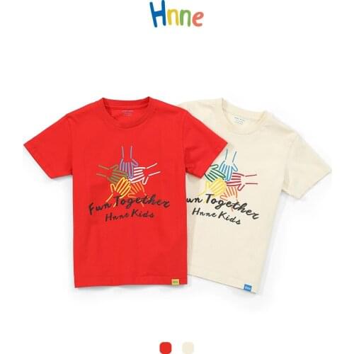 Hnne 2021 Summer New Pattern Print T-shirt Kids 100% Cotton Print Non-irritating Unisex Boys Girls Tops Children Tshirt HJ150960