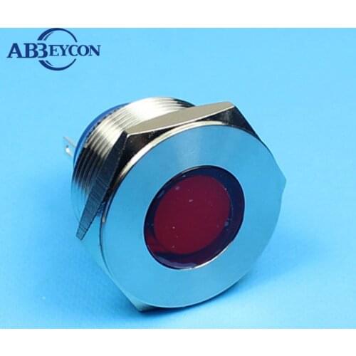 IN41 flat round dot illuminated LED Nickel plated brass IP67 metal anti-vandal indicator