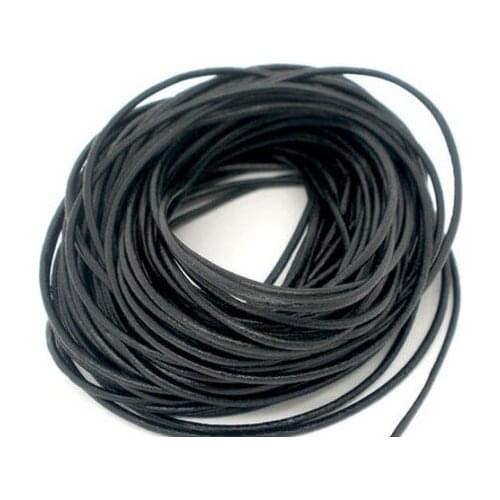 Jj35 200Meters 1mm Black Round Real Genuine Leather Cord, Wholesale Jewelry DIY Necklace & Bracelet Cord