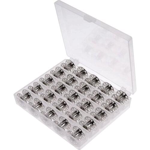 Bobbins Spool Metal Case With 25 Grid Storage Case Box for Brother Janome Singer Elna Sewing Machine Reels 25pcs Promotion