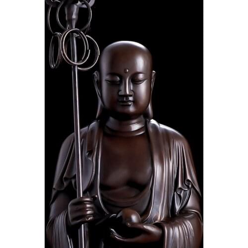 Ksitigarbha statue pure copper enshrinement for household use Jiuhua Mountain Ksitigarbha standing bronze Buddha statue