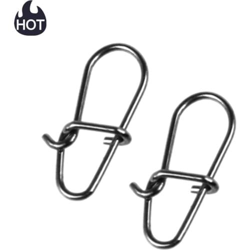 Hot 100pcs Stainless Steel Fishing Snaps Fastlock Clips Stainless Steel Safety Fishing Accessories Connector Lure Clip Rolling