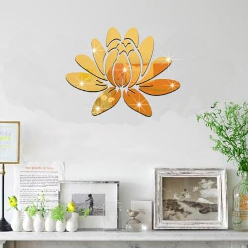 Hot Lotus Acrylic Wall Sticker 3D Wall Decal Mural For Living Room Bedroom TV Background Decoration Poster Wall Art Décor