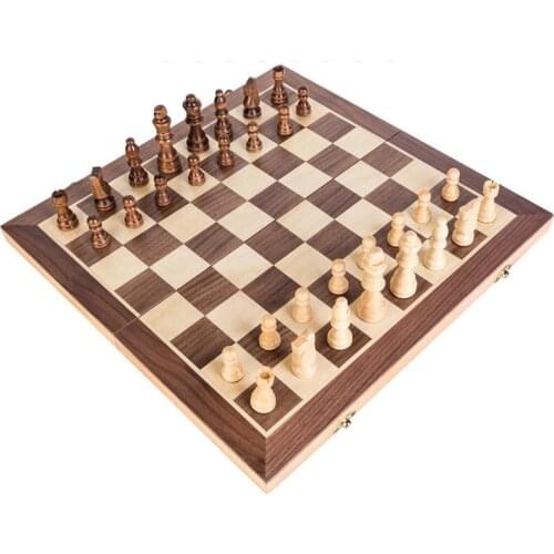 Hot High Quality Wooden Plaid International Chess Piece With Magnetic Family Games For Children Chess Set World Chess Board Game