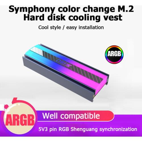 M.2 SSD Heatsink Passive Heat 5V 3Pin ARGB 2280 Solid State Hard Disk Radiator Computer Water Cooling System Waterblock