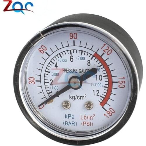 13mm 1/4 BSP Thread 0-180 PSI 0-12 Bar Air Pressure Gauge For Air Compressor Iron New Arrival Diameter about 52mm