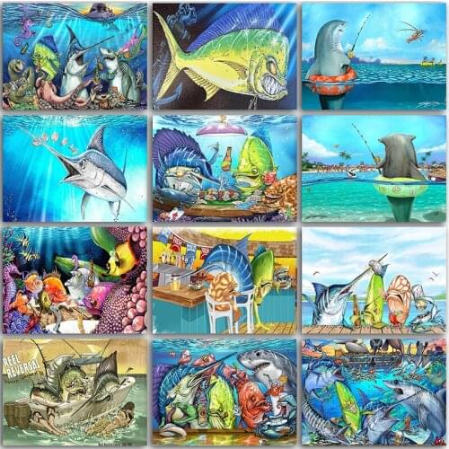 5D DIY Diamond Painting Kit Paint animal shark The underwater world home decor Full Square&Round embroidery mosaic Cross stitch
