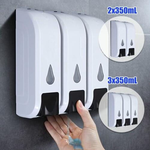 2/3 Head 350ml Wall Mounted Bathroom Shower Body Lotion Shampoo Liquid Soap Dispenser