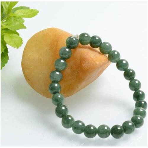 Genuine natural glutinous jade beads round bracelet Myanmar jade beads hand A goods jade beads bracelet