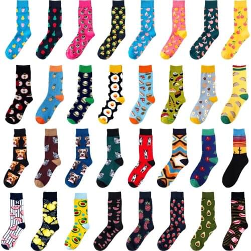 Funny Men Women Fashion Harajuku Fruit Socks Lovely Art With Avocado Sushi Food Animal Dog Happy Socks