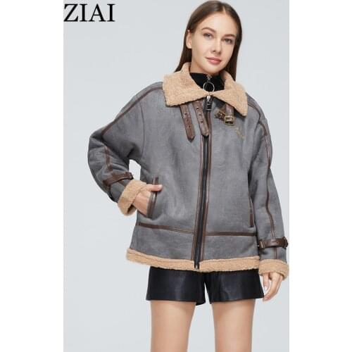 ZIAI 2021 New Spring Autumn Women Plush Overcoat Faux Fur Lamb Wool Coat Female Fleece Teddy Jacket Thickened Warmth ZN-T111