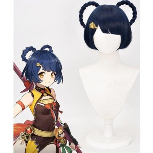 Game Genshin Impact Cosplay Halloween Wig Xiangling Cosplay Wig Genshin Impact Xiangling Cosplay Hair Role Play Accessories