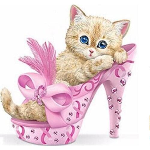 Peter ren DIY Diamond painting cross stitch Diamond embroidery Purple shoes 5d Square&Round diamond mosaic Full image pampas cat