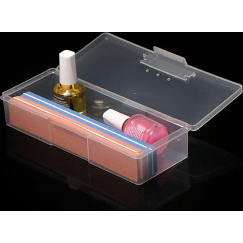 Plastic Nail Storage Box Clear Holder Container Pink Empty Case Art Tools Translucent for Scissor Brush Files Sponge Drill Bits