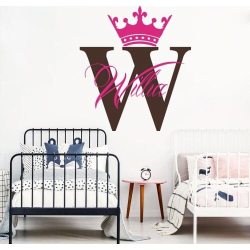 Custom Name Crown Prince Wall Decal Baby Nursery Boy Room Personalized Name Queen King Crown Princess Wall Sticker Kids Room Art