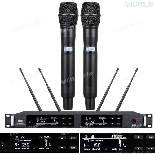 Professional UR24D Audio Wireless Microphone 2 UR2 Handheld Digital True Diversity Stage vocal concert Mics Sets 4 Aerial