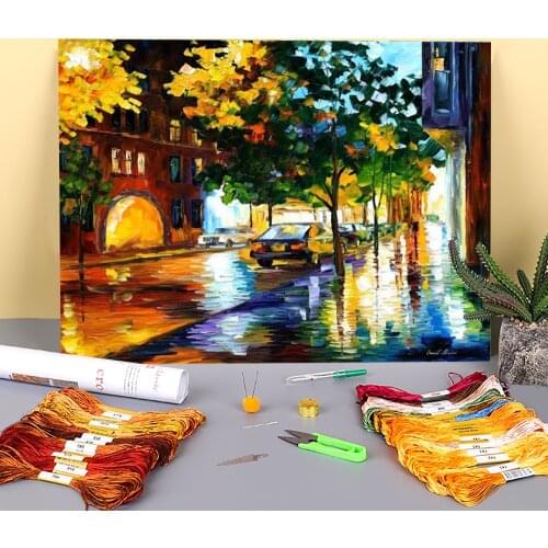 Jerusalem At Night Printed Water-Soluble Canvas 11CT Cross Stitch DIY Embroidery Set DMC Threads Hobby Handiwork Gift