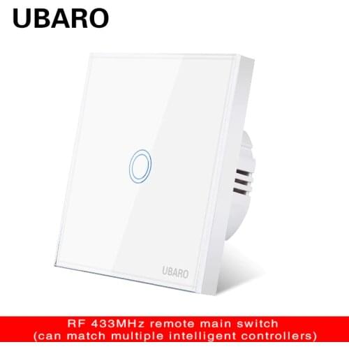 UBARO EU/UK Tempered Glass Panel RF433 Wireless Remote Control Light Touch Only Main Switch Wall Switch AC100-240V 1/2/3Gang