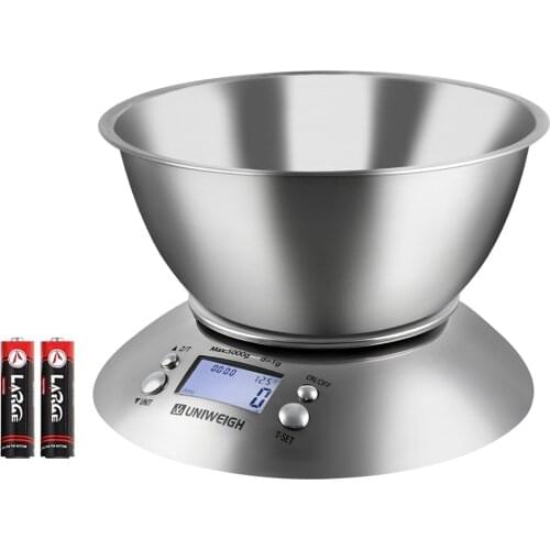 Digital Kitchen Scale for Cooking and Baking,Multifunction Food Scales with Removable Bowl 2.15l Liquid Volume 11lb/5kg