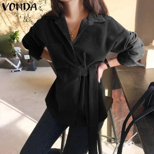 Женские вельветовые рубашки VONDA China At AliExpress