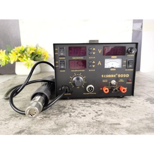 High quality genuine saike 909D hot air gun rework station with Soldering station power 3 in1 220V or 110V 700W Send Free gifts