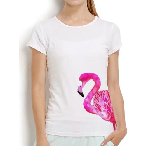 Watercolor Flamingo funny tshirt women summer new white short sleeve casual o-neck femme t shirt unisex streetwear tee