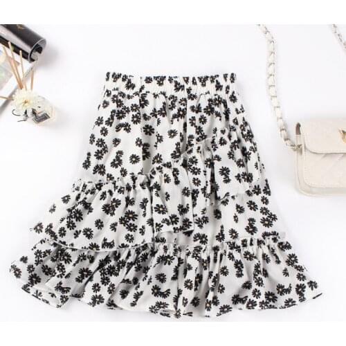 Summer 2020 Korean Version Of Small Fresh Chiffon Broken Flower Garden High Waist Irregular Flounce Fishtail Women Pleated Skirt