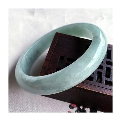 Zheru Jewelry Natural Burmese Jade 54-64mm Light Color Bracelet Elegant Princess Jewelry Best Gift