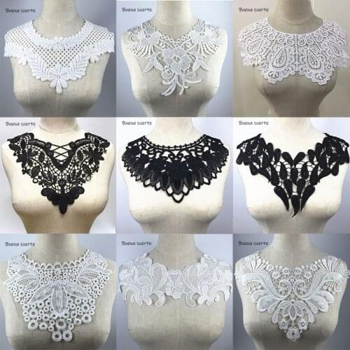 Buena suerte 1pc Lace Collar Polyester 9 Style Beautiful Flower and Heart Venise Lace Applique Trim, Lace Fabric Sewing Supplies