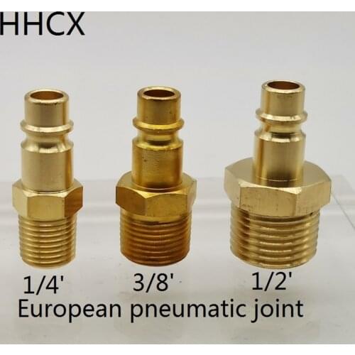 1PCS/LOT Pure copper European type external thread pneumatic joint Male connector 1/2' 3/8' 1/4' Quick connector
