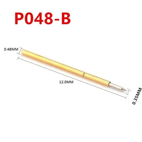 100 PCS/box P048-B Pointed Spring Test Probe Needle Tube Outer Diameter 0.48mm Total Length 12mm PCB Test Pin