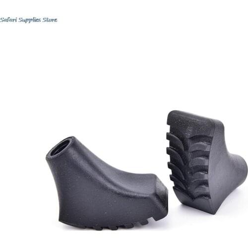 New 4PCS Anti-slip Rubber Paw Feet Tips Hammers Hiking Stick Walking Trekking Pole Caps Black color