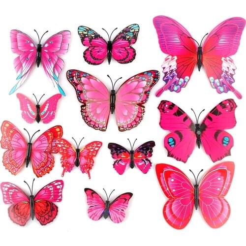 48pcs/set Removable 3d Butterfly Wall Decal Refrigerator With Magnets Stickers For Kids Room Christams Art Mural Decoration
