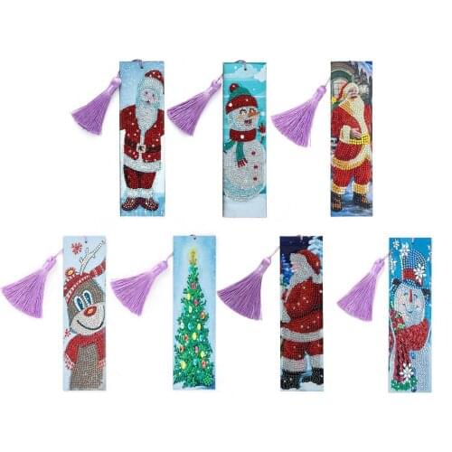 5D DIY Special Shaped Diamond Painting Leather Bookmark Diamond Embroidery Craft Tassel Book Marks for Books Christmas Gifts