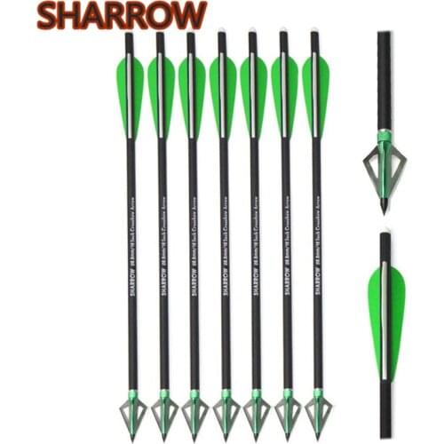 6/12Pcs 16"17" Crossbow Bolts Tip Nock Carbon Arrows with Replacement Fix Blade Arrowheads For Hunting Shooting Accessories
