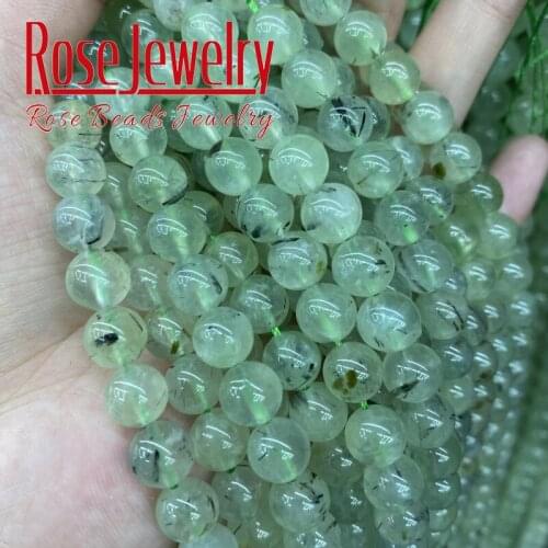 A+ Natural Green prehnites Stone Beads Round Loose Beads 4/6/8/10/12mm DIY Bracelets Necklace Accessories For Jewelry Making 15"