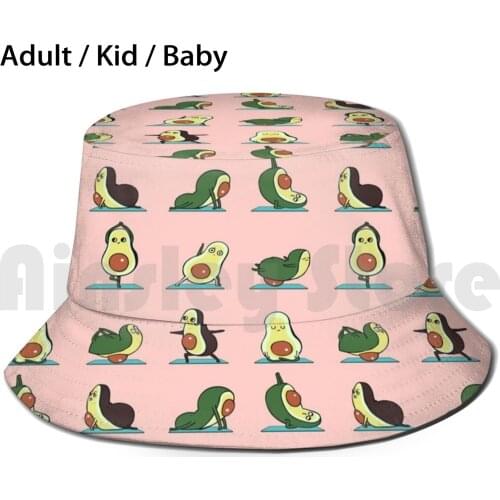 Avocado Yoga In Pink Sun Hat Foldable UV Protection Avocado Yoga